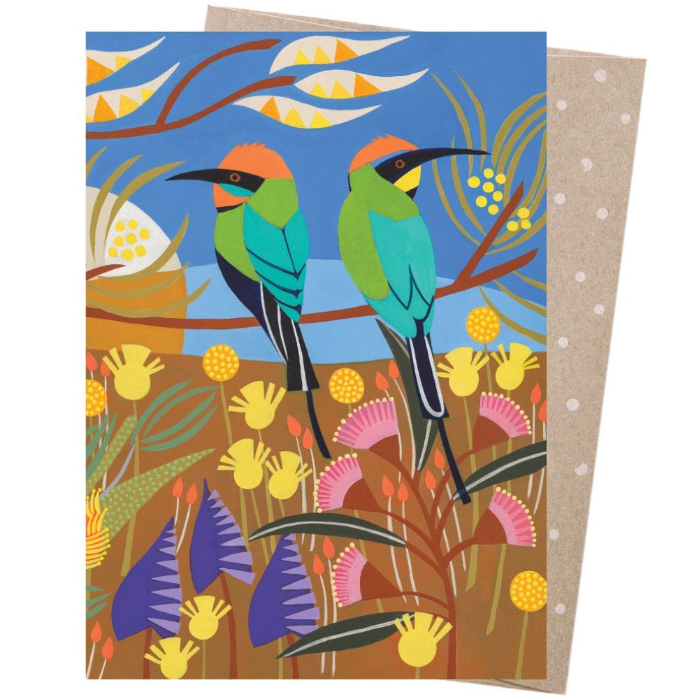 Earth Greetings Card - Helen Ansell - Rainbow Bee Eaters