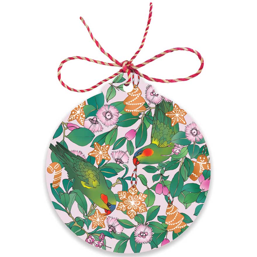 Earth Greetings Christmas Gift Tags - Lorikeets & Lilly Pilly 8pk