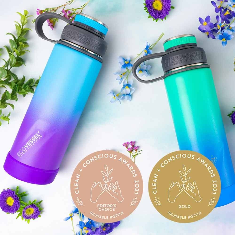 EcoVessel - THE BOULDER - Insulated Water Bottle w/ Double Lid