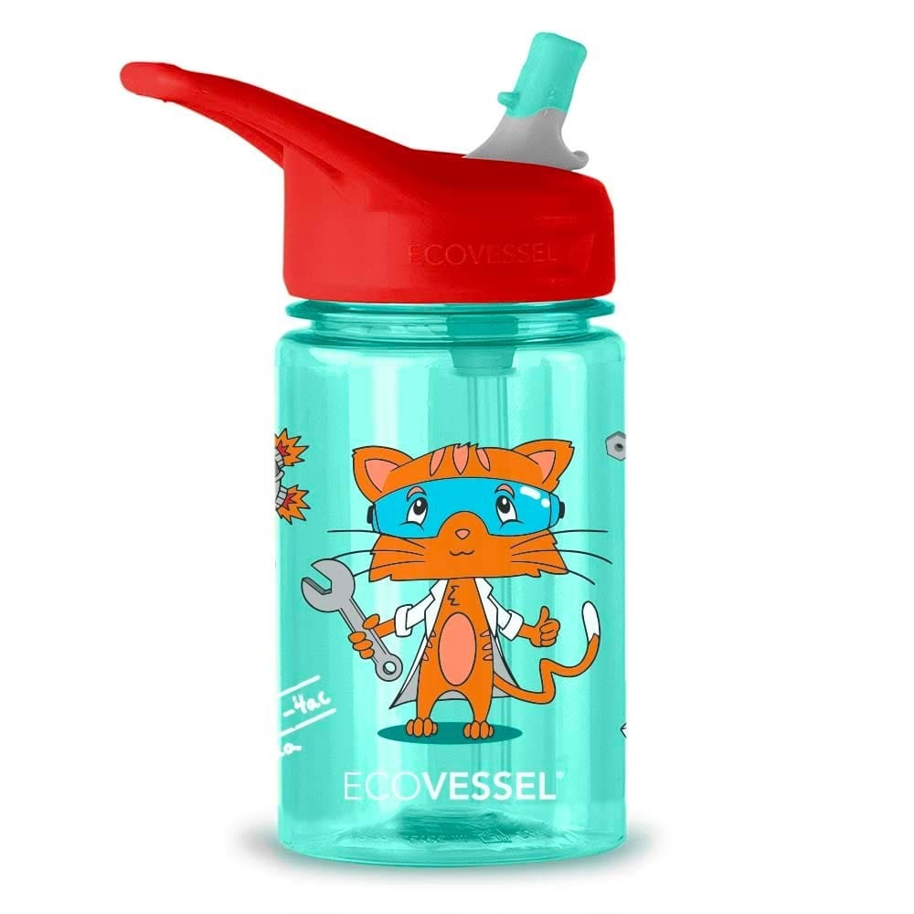 EcoVessel Splash Kids Tritan Bottle 355ml Science Cat