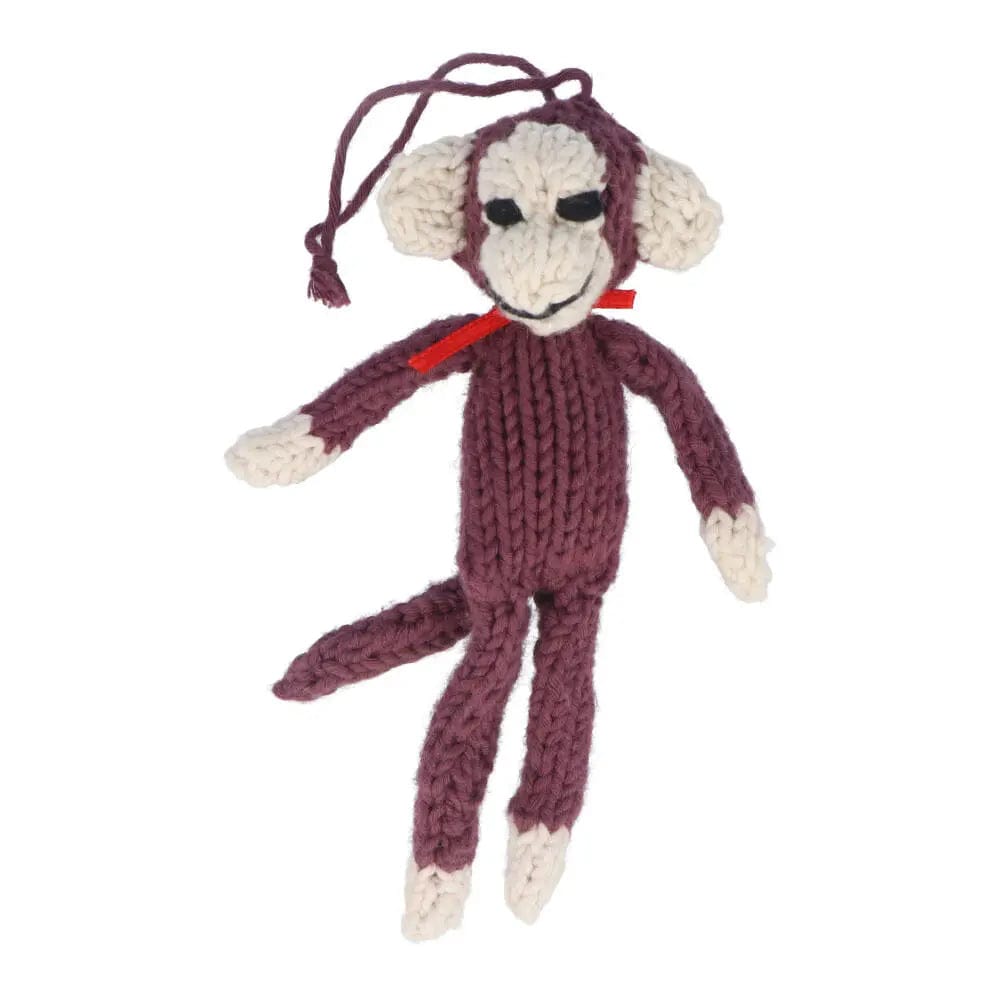Fairtrade Hand Knitted Cotton Christmas Decoration - Monkey