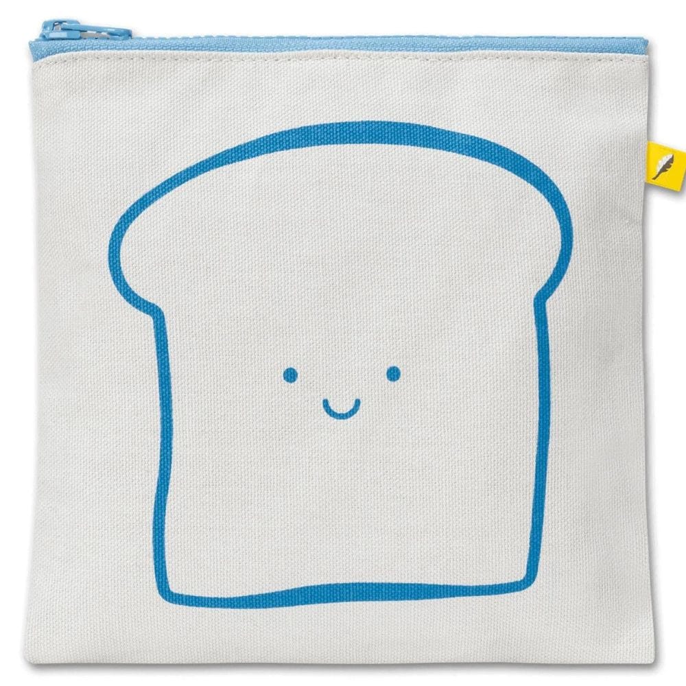 Fluf Zip Snack Bag - Sandwich Size Happy Bread Blue