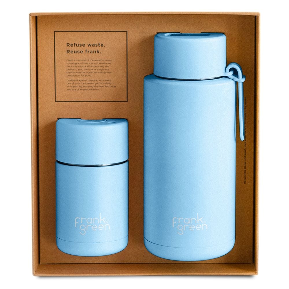 Frank Green Gift Set 10oz Cup & 34oz Bottle Sky Blue