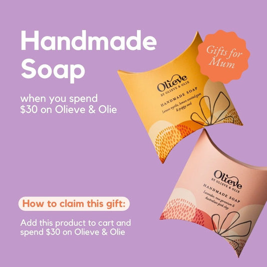 GIFT Olieve & Olie Soap when you spend $30 on Olieve & Olie.
