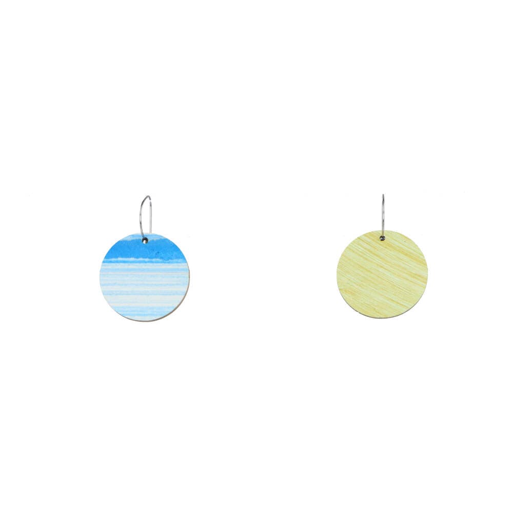 Kami-so Reversible Earrings Circle Blue White Mint and Gold