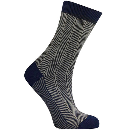 Komodo Organic Cotton Socks - Large (44-46) Herringbone Navy