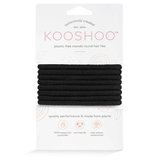 Kooshoo Plastic - Free Round Hair Ties Mondo 8 Pack - Black