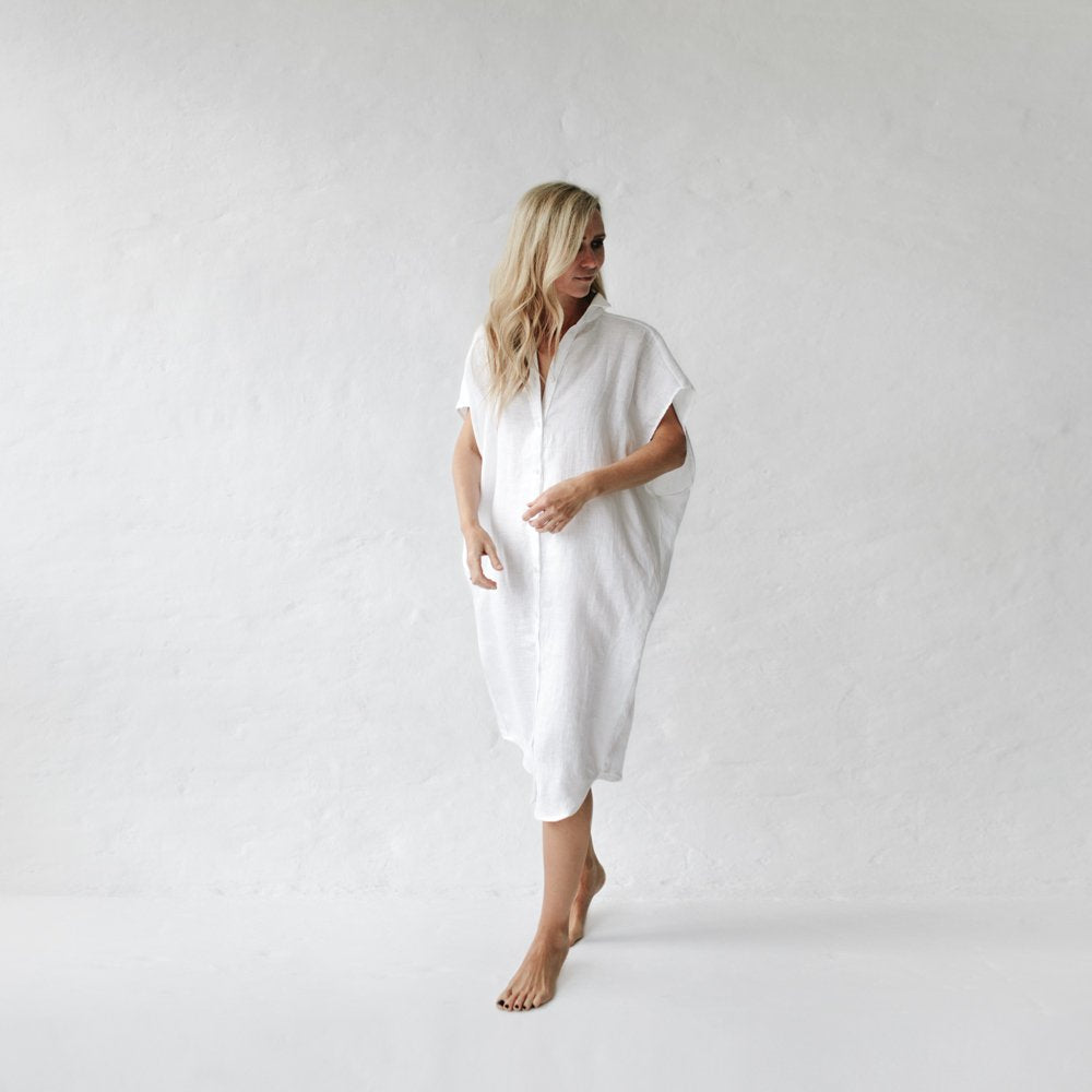 seaside tones linen dress Linen dress Kiko red