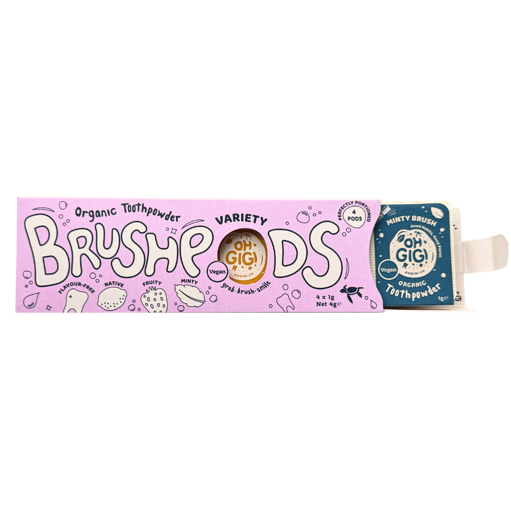 OhGiGi Organic Toothpowder BrushPods - 4 Mini Pods
