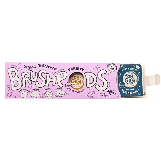 OhGiGi Organic Toothpowder BrushPods - 4 Mini Pods