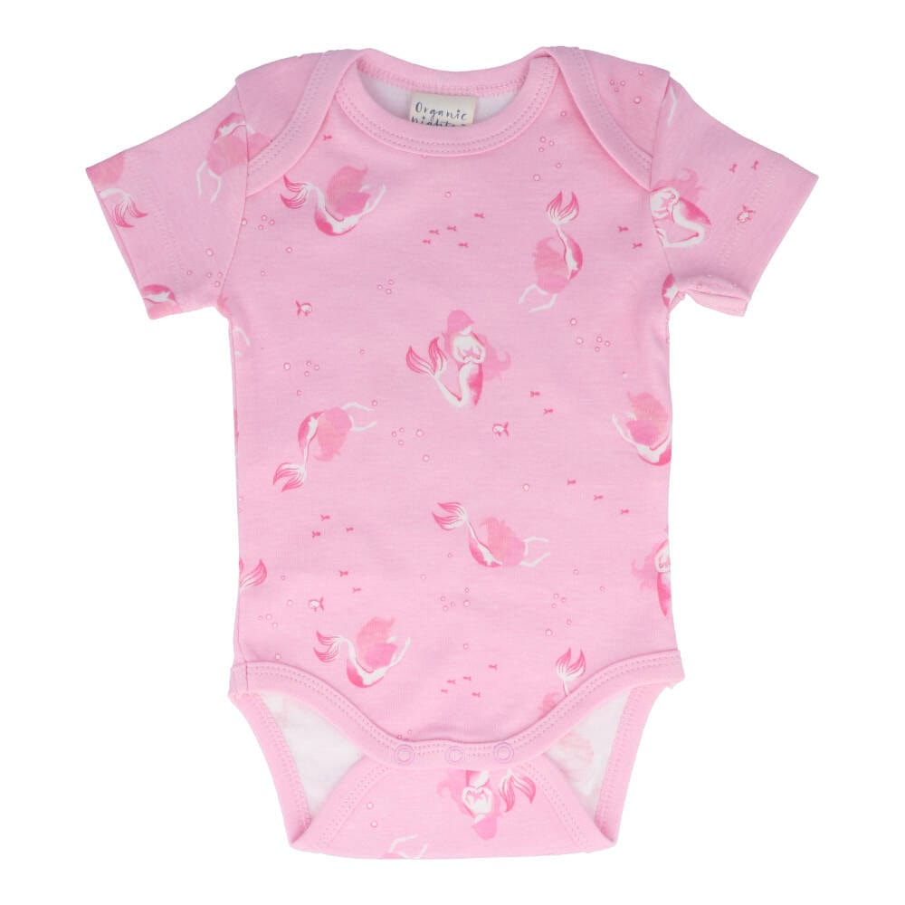 Organic Cotton Summer Baby Onesie - Mermaids Pink