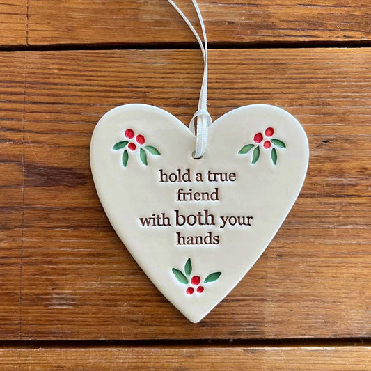 Paper Boat Press Christmas Ornament - Hold a True Friend Heart