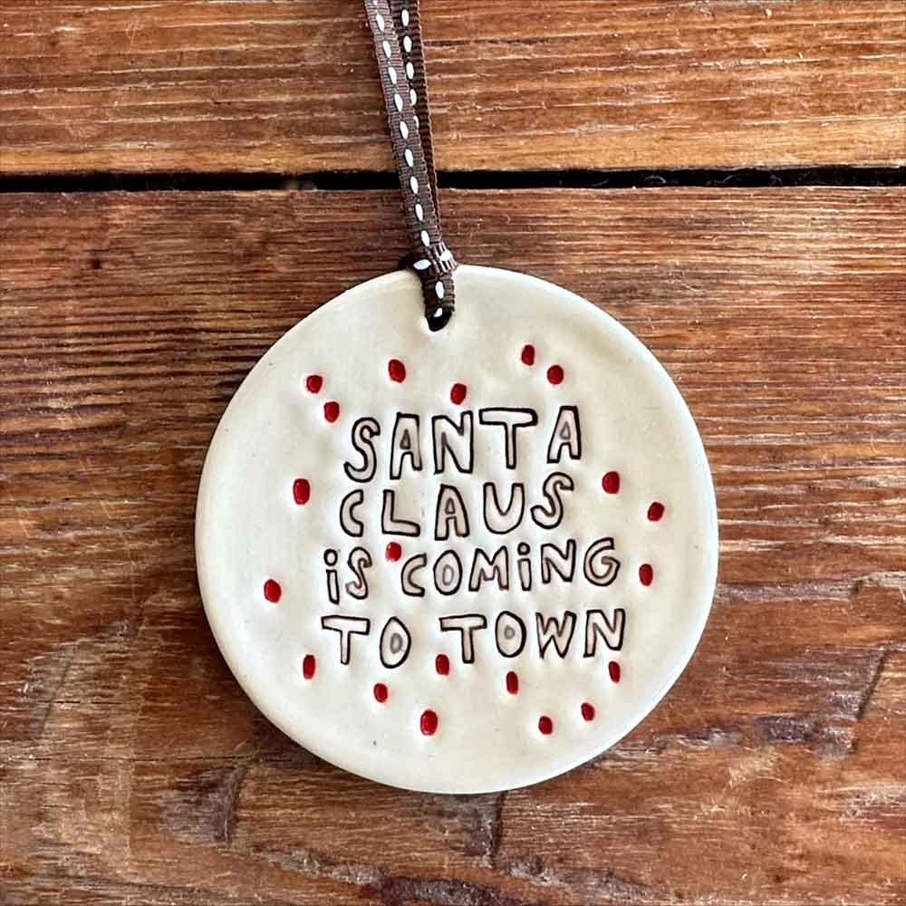 Paper Boat Press Christmas Ornament - Santa Claus Coming To Town