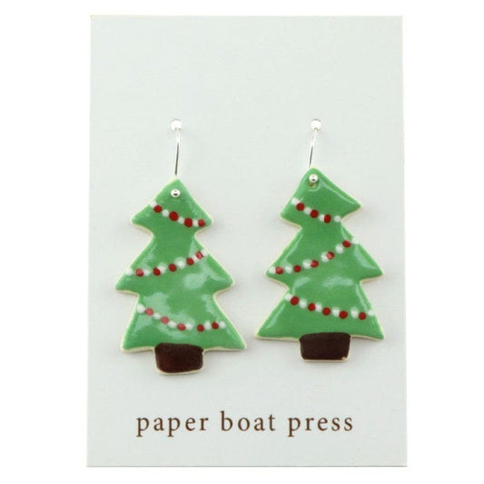 Paper Boat Press Christmas Tree Earrings - Green