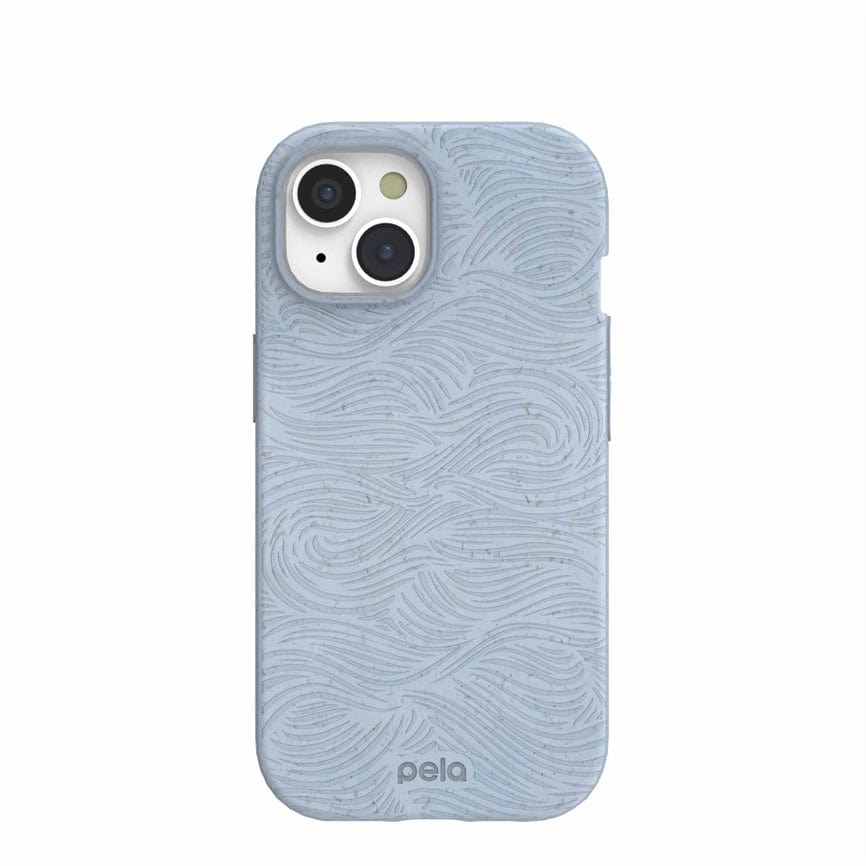 Pela Eco-Friendly Phone Case iPhone 15 - Powder Blue Ebb & Flow