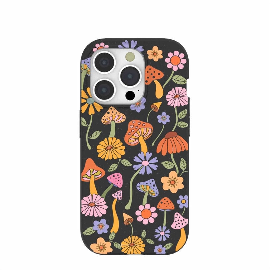 Pela Eco-Friendly Phone Case iPhone 15 PRO - Black Midnight Shrooms