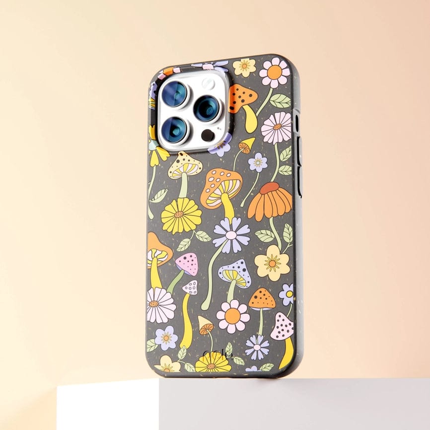 Pela Eco-Friendly Phone Case iPhone 15 PRO MAX - Black Midnight Shrooms