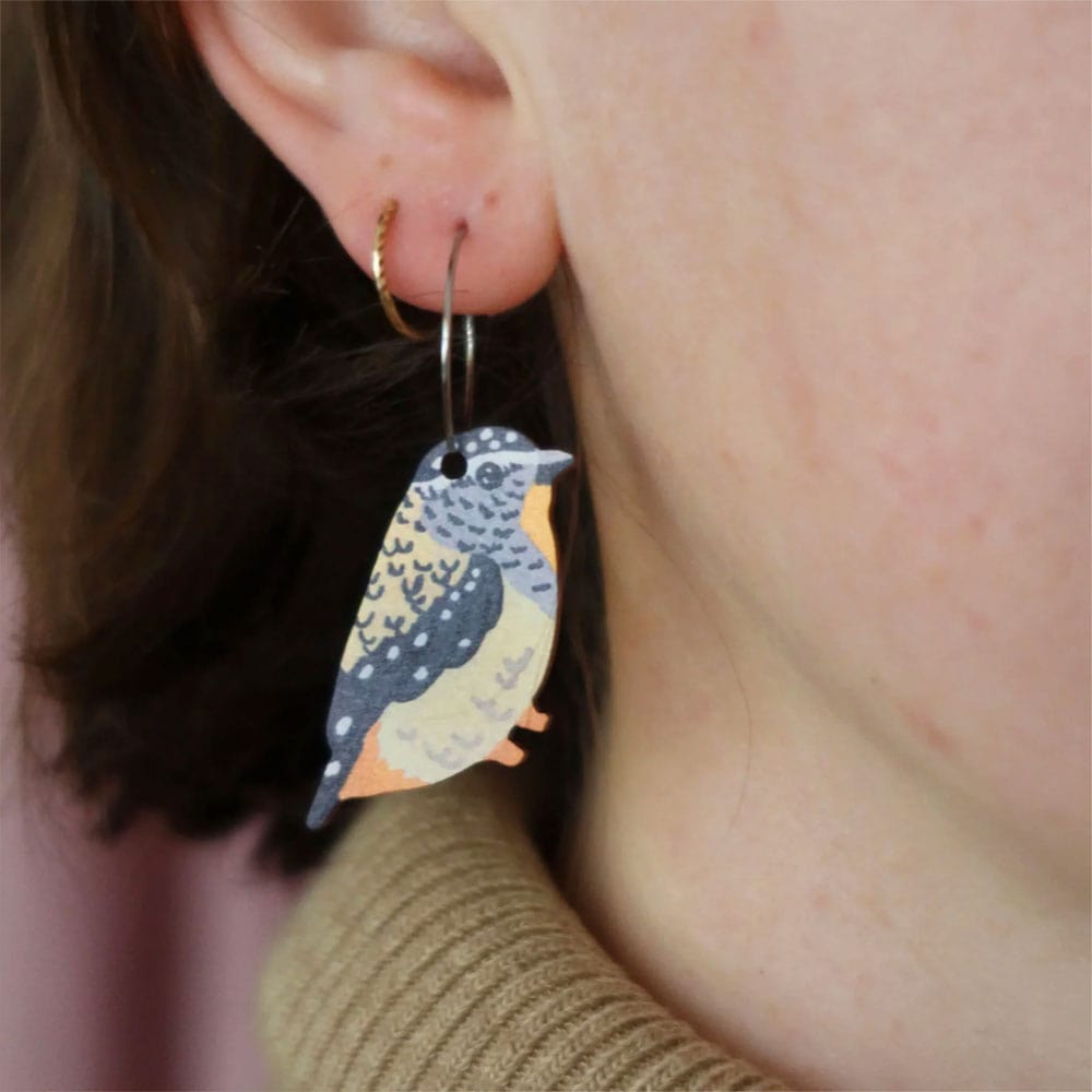 Pixie Nut and Co Spotted Pardalote Hoop Earrings