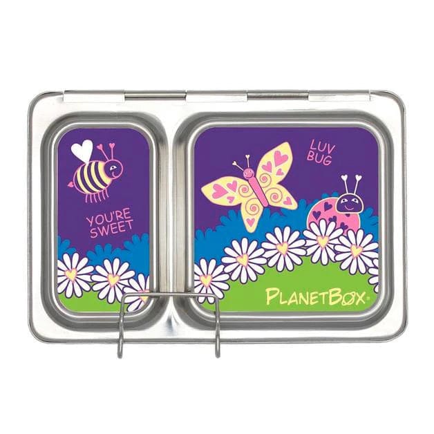 Planetbox SHUTTLE Lunch Box Kits (Box, Carry Bag, Container, Magnets) Expandable - Black / Butterflies & Bug