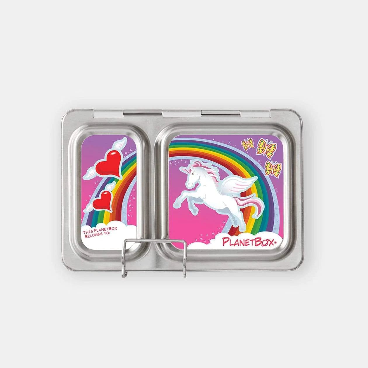 Planetbox SHUTTLE Lunch Box Kits (Box, Carry Bag, Container, Magnets) Expandable - Black / Rainbow Unicorn