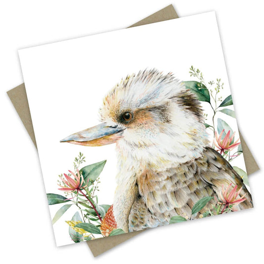 Popcorn Blue Kookaburra's Garden Greeting Card