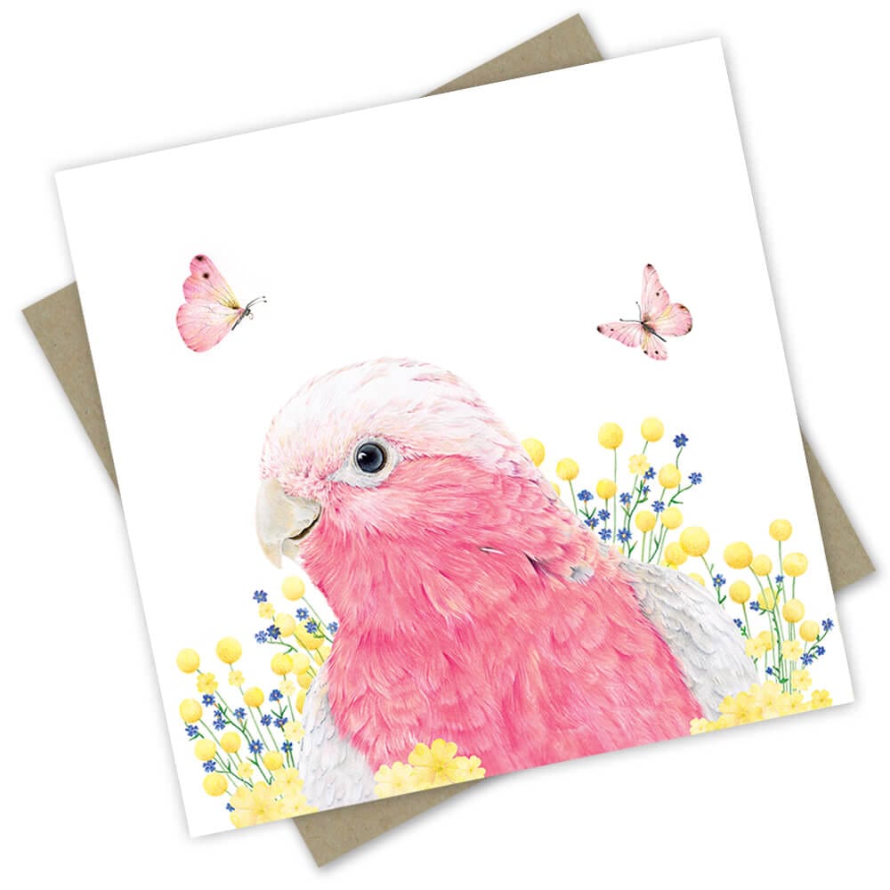 Popcorn Blue Mavis the Galah Greeting Card