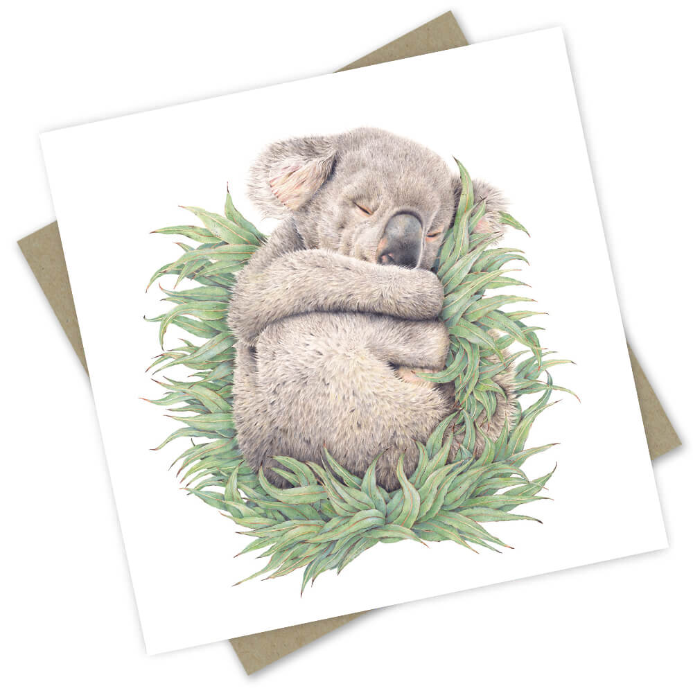 Popcorn Blue Rescue Koala Greeting Card