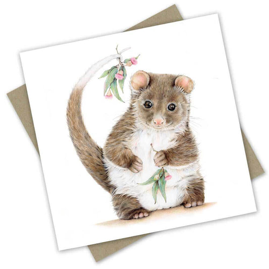 Popcorn Blue Ringtail Possum Greeting Card
