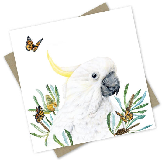 Popcorn Blue White Cocky Greeting Card