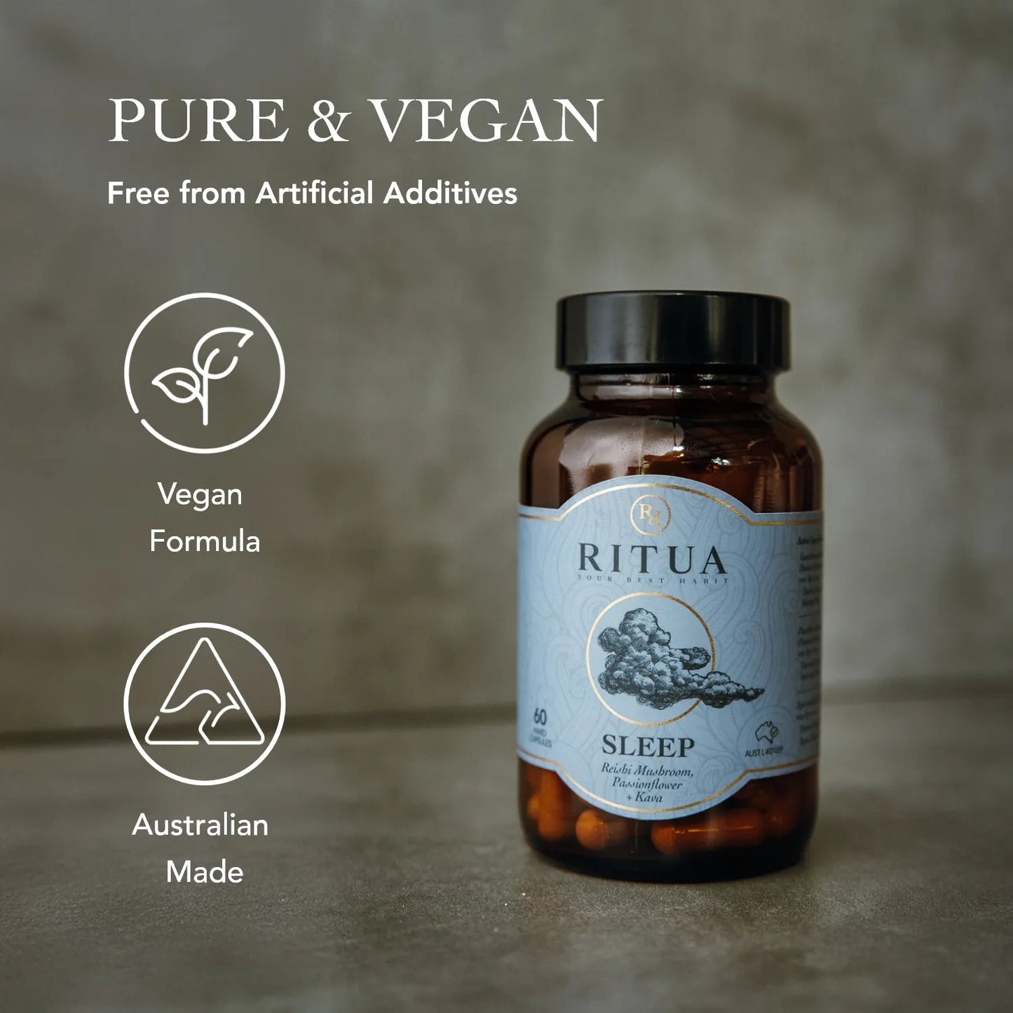 Ritua SLEEP Reishi Mushroom Passionflower Kava 60 Caps