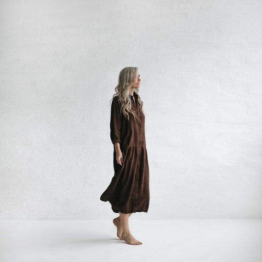 Seaside Tones Oversized Dress - Brown