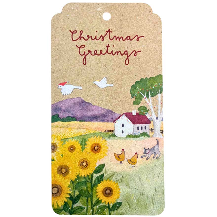 Sow 'n Sow Recycled Christmas Sunflower Gift Tag 10pk - Christmas Greetings