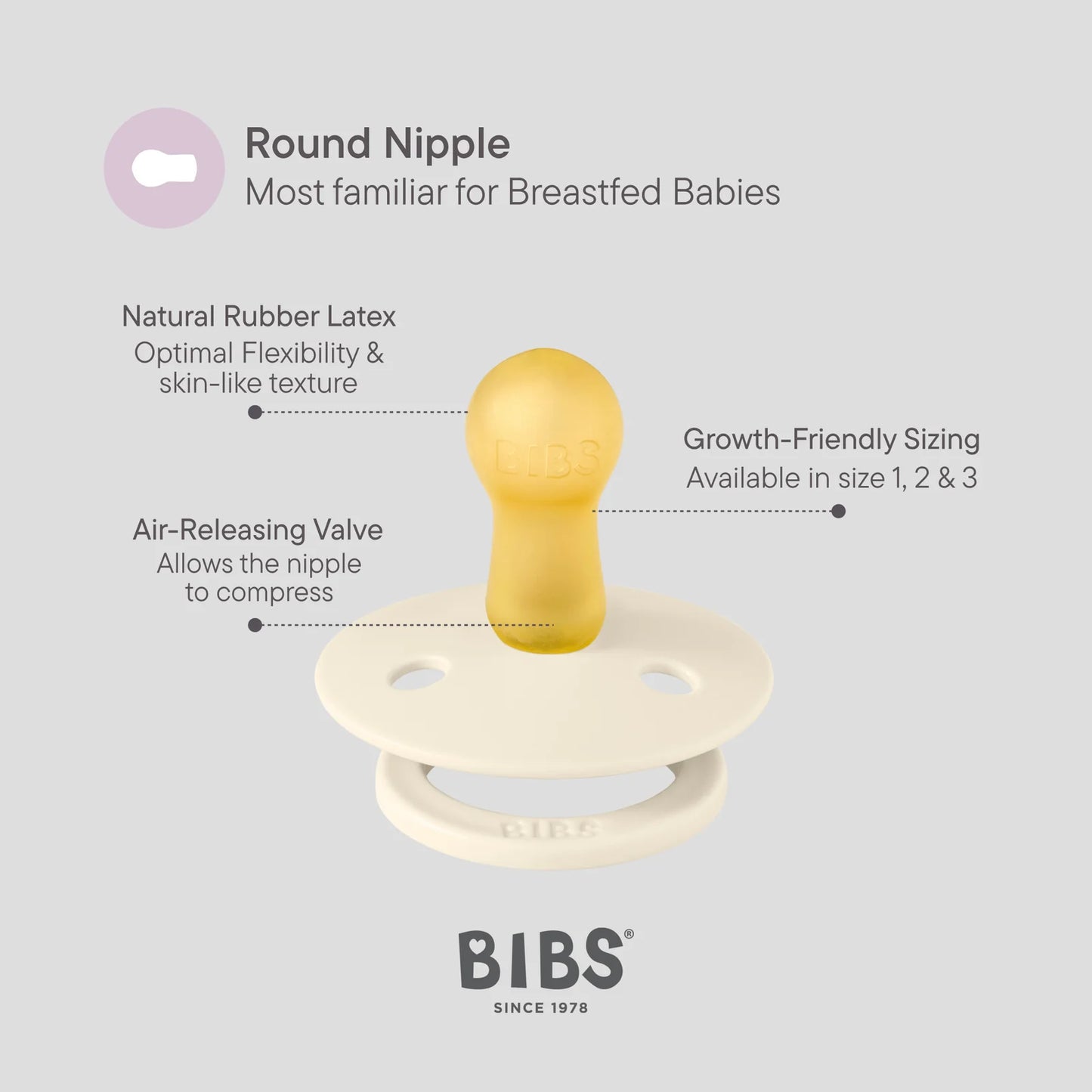 Bibs Round Natural Dummy Pacifier - Urban Garden - Bumblebee Ivory Mix