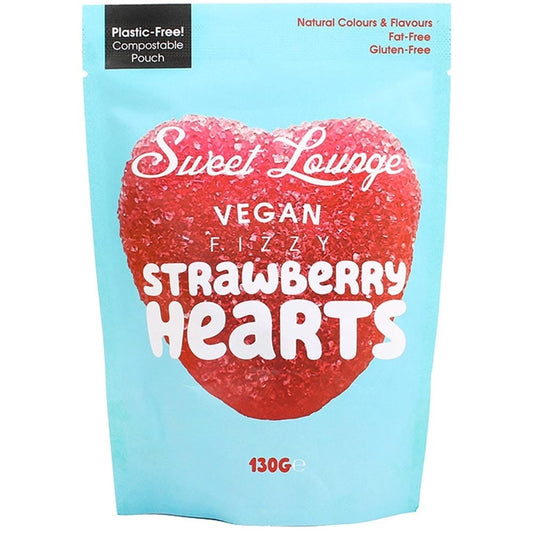 Sweet Lounge Vegan Fizzy Strawberry Hearts 130g