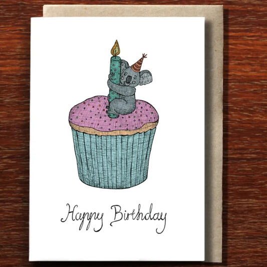 The Nonsense Maker Card - Happy Birthday Koala Cupcake