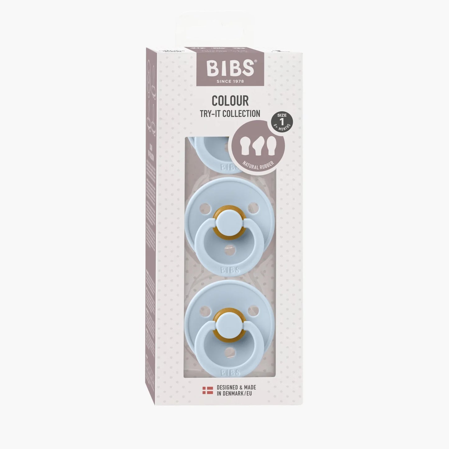 Bibs Natural Dummy Pacifier - Try It 3 Pack Anatomical, Round, Symmetrical