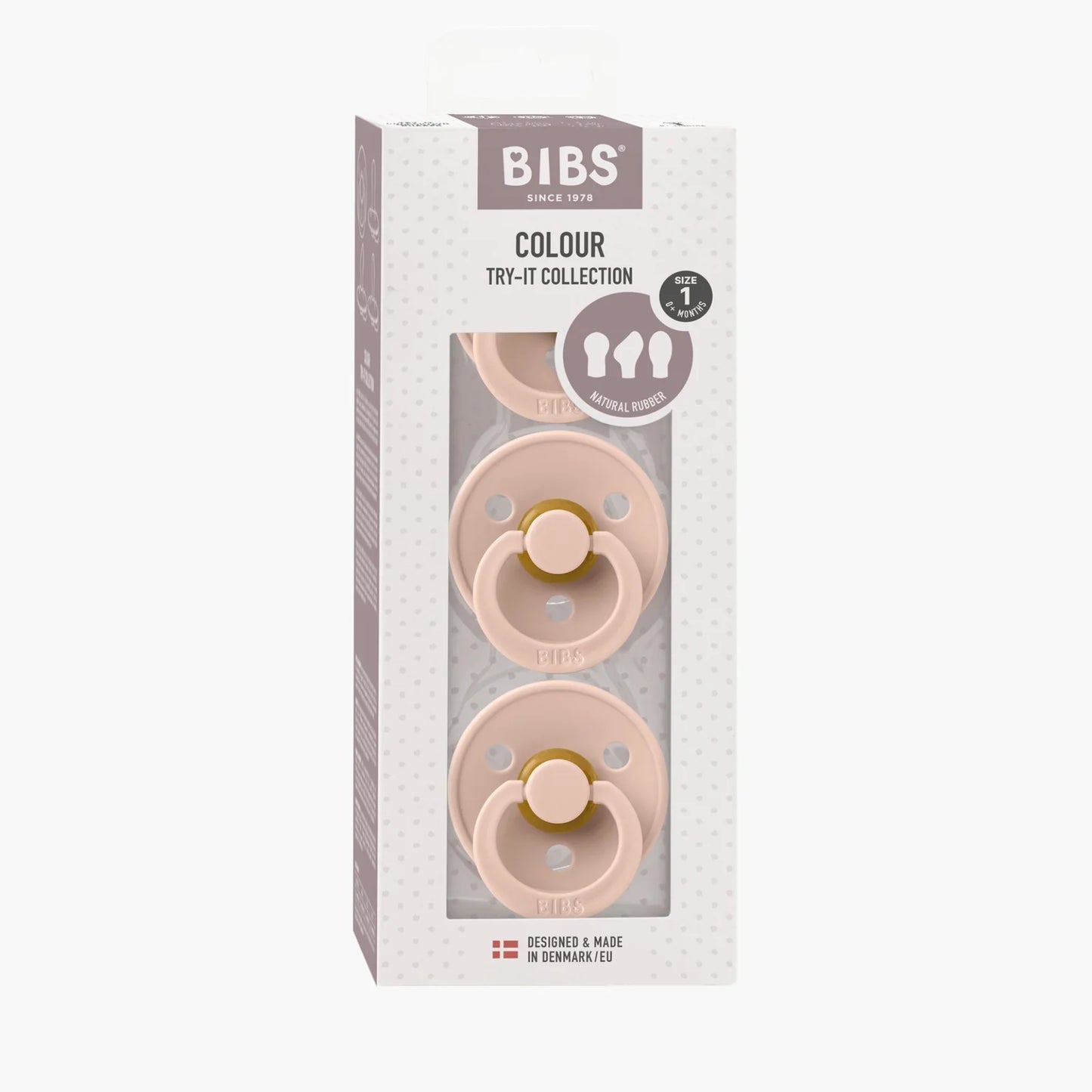 Bibs Natural Dummy Pacifier - Try It 3 Pack Anatomical, Round, Symmetrical