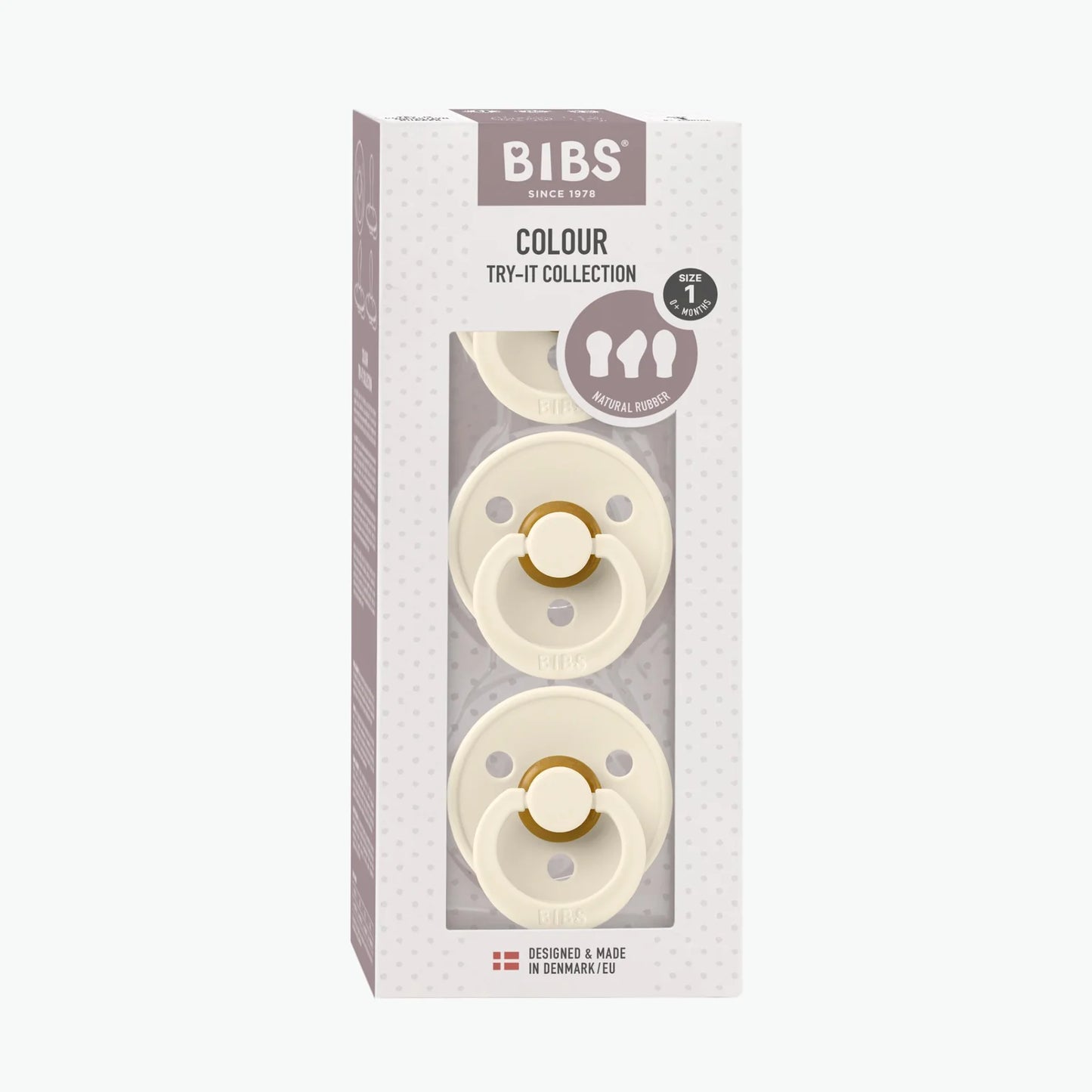 Bibs Natural Dummy Pacifier - Try It 3 Pack Anatomical, Round, Symmetrical