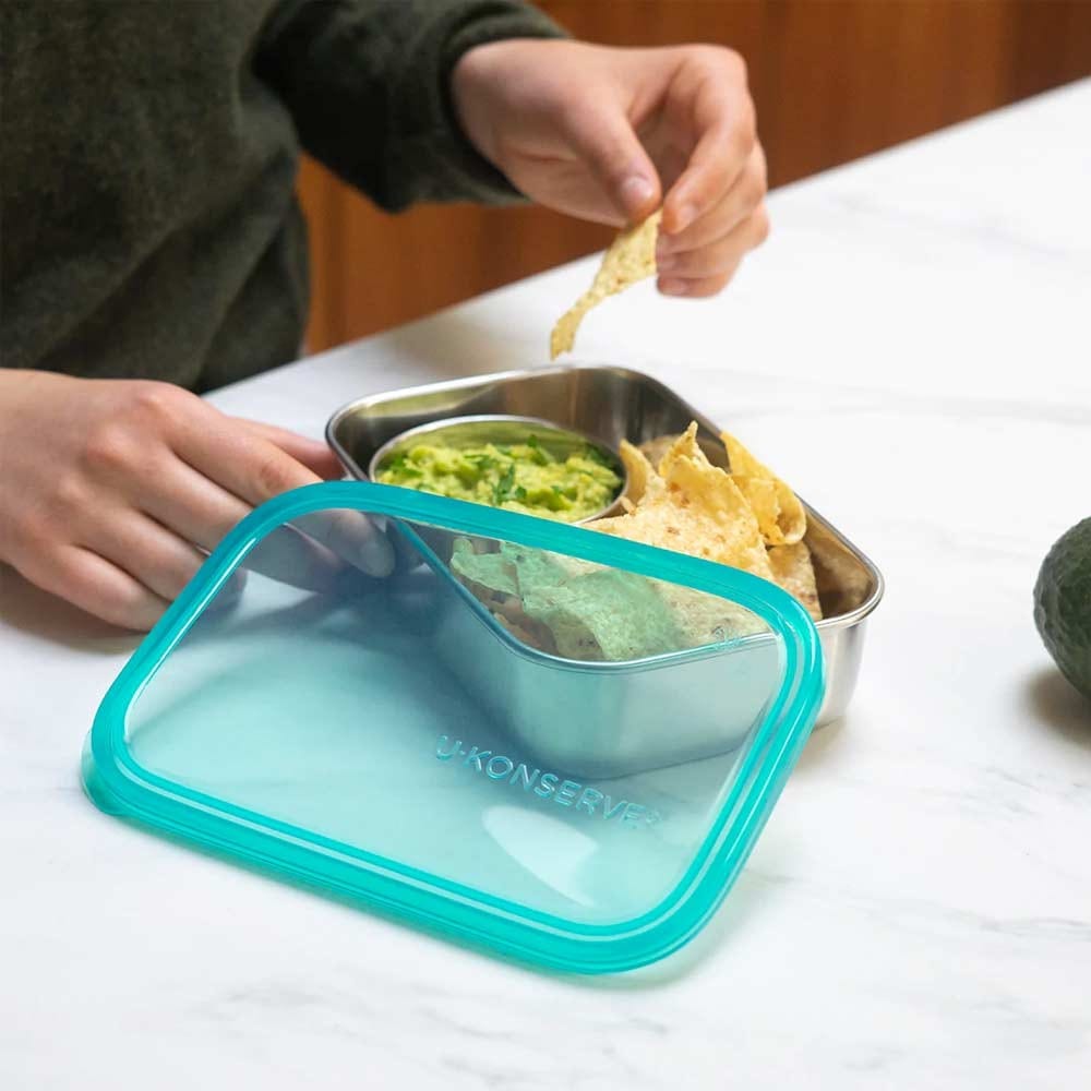 Round Nesting Trio Stainless Steel Lunch Containers Green Blue and