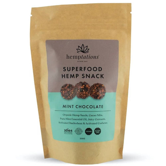 2die4 Live Foods Hemptations Superfood Hemp Snack 80g - Mint Chocolate