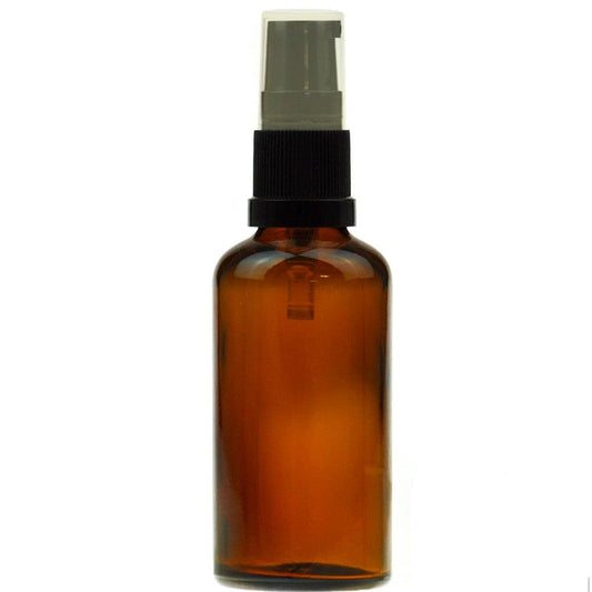 Amber Glass Bottle with Black Serum Pump 50ml