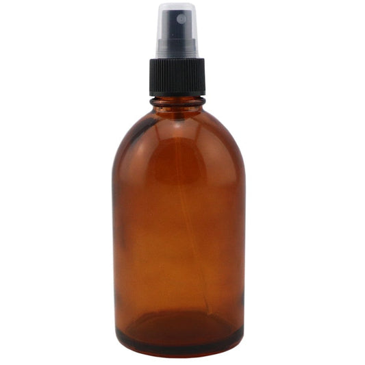 Amber Glass Pharmacy Bottle with Black Atomiser 250ml