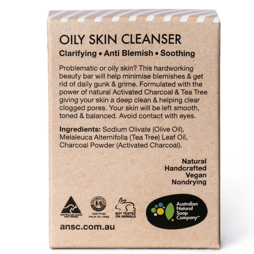 Australian Natural Soap Company Face Cleanser Bar - Oily Skin (Charcoal)