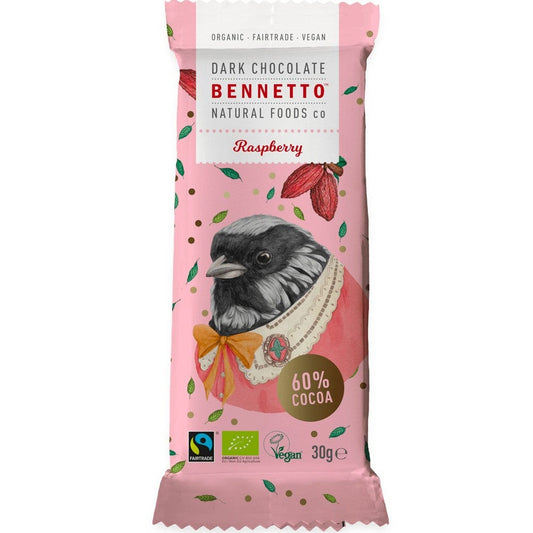 Bennetto Organic Dark Chocolate 30g - Raspberry