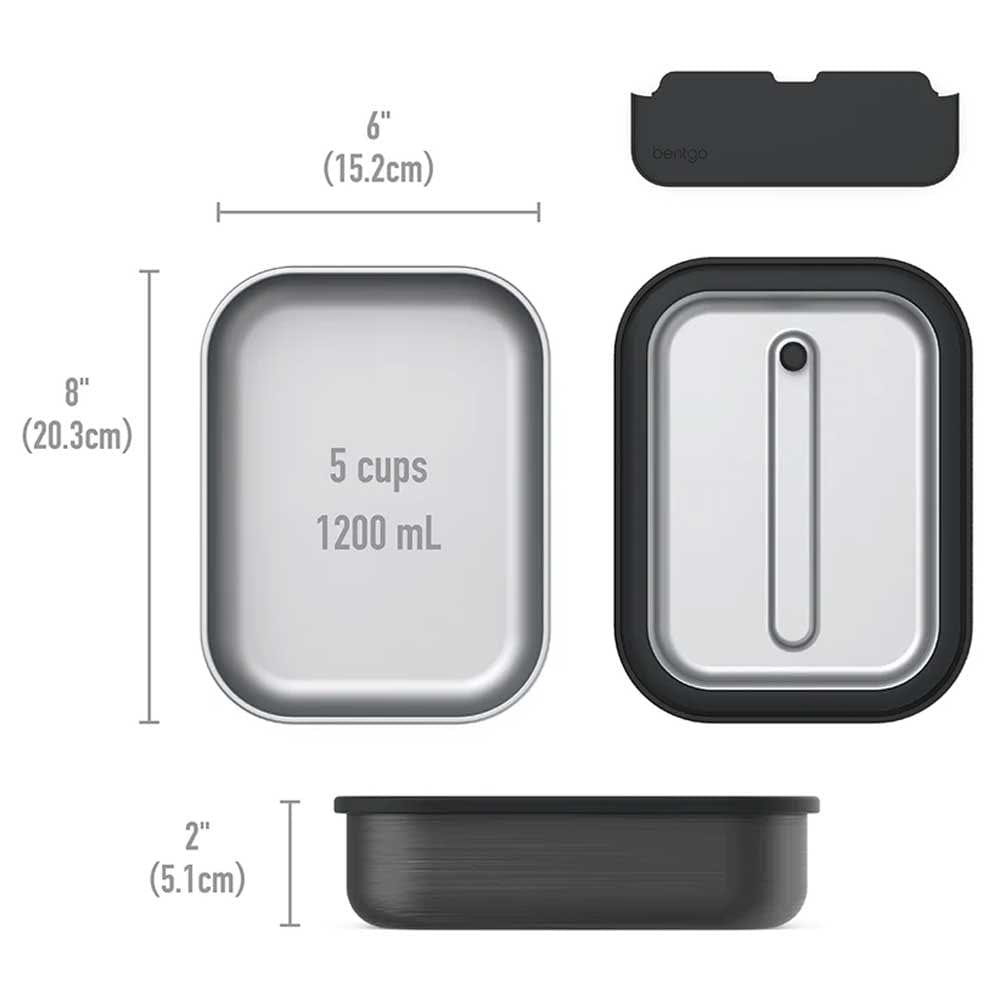 Bentgo Microwavable Stainless Steel Leak-proof Lunch Box 1200ml Black