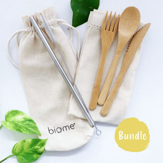 Biome Reusable Cutlery Set with Straw