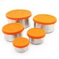 Biome Stainless Steel Nesting Containers Orange Lids - Set of 5