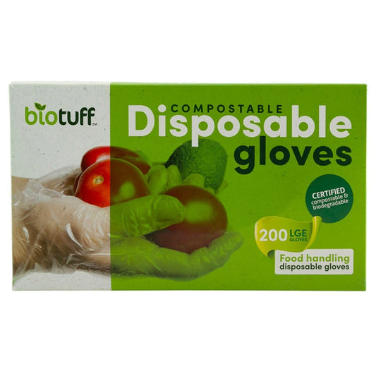 Biotuff Compostable Food Handling Gloves 200pk -  Large