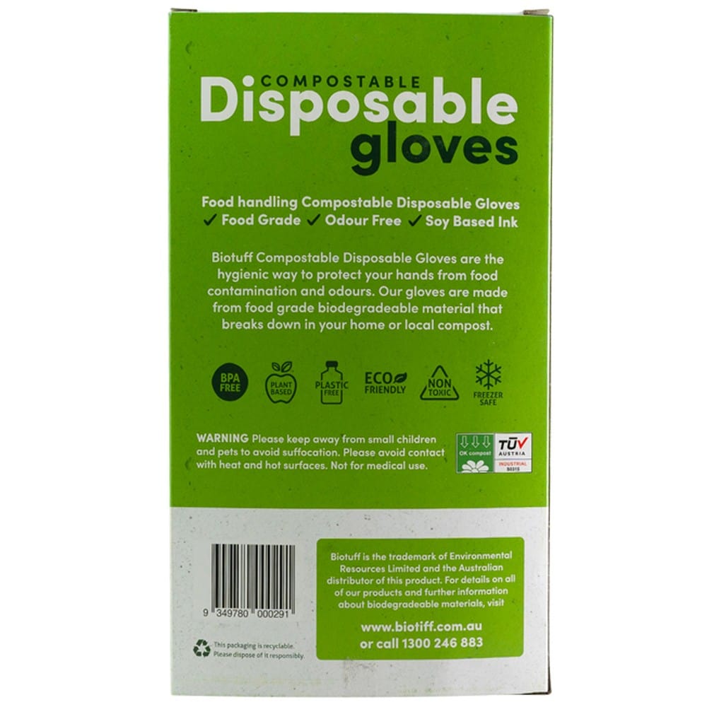 Biotuff Compostable Food Handling Gloves 200pk - Medium