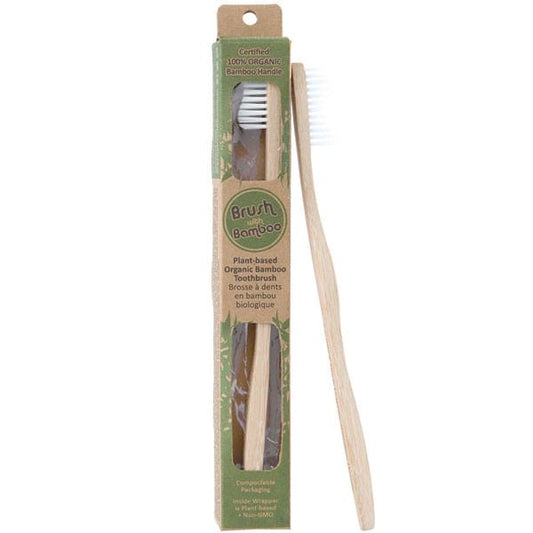 Brush with Bamboo Organic Bamboo Toothbrush Castor Bean Oil Bristles - Adult Soft